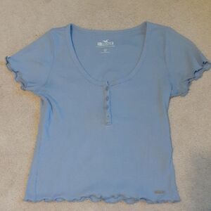 Hollister Sky Blue Ruffle Edge Tee